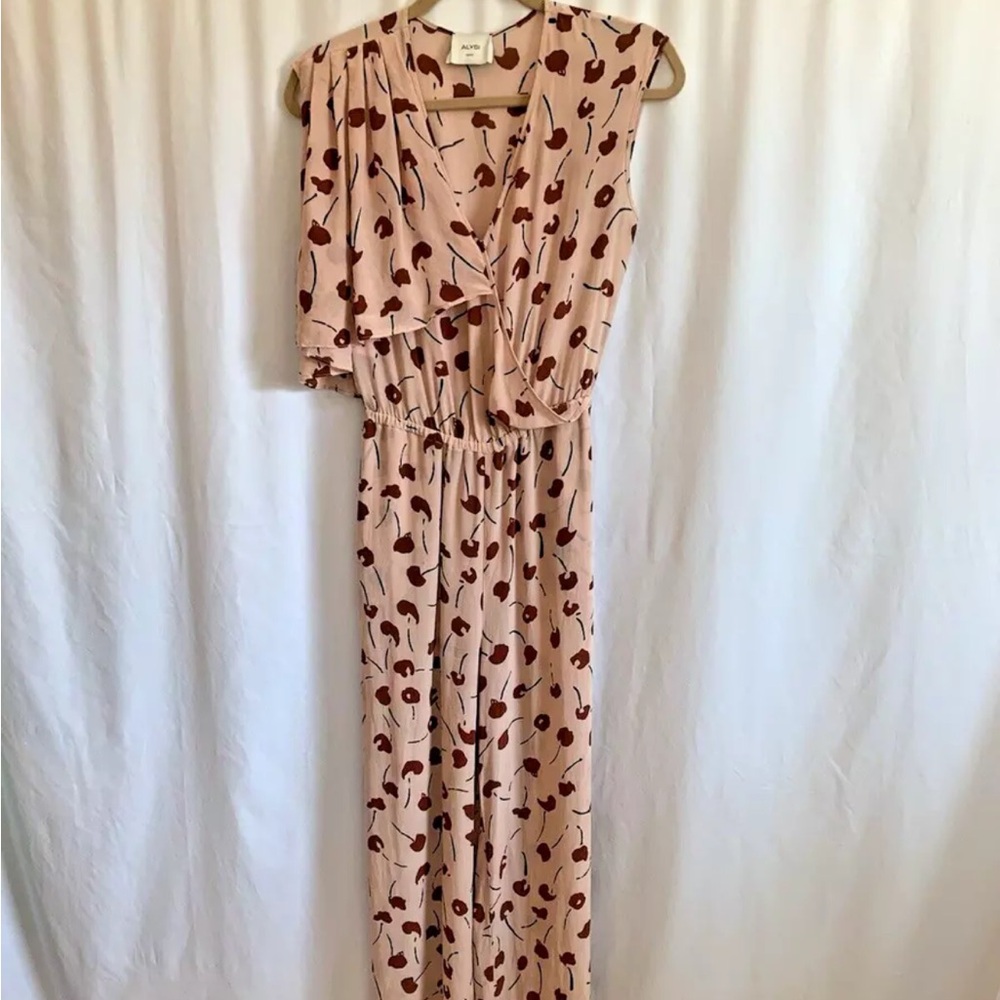 ALYSI Silk Cherry Print Jumpsuit - Size 2 Extra Small